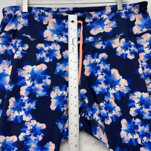 Old Navy Active Leggings Women Sz XXL Blue Pink Floral Pull On Go Dry Drawstring - Picture 6 of 11